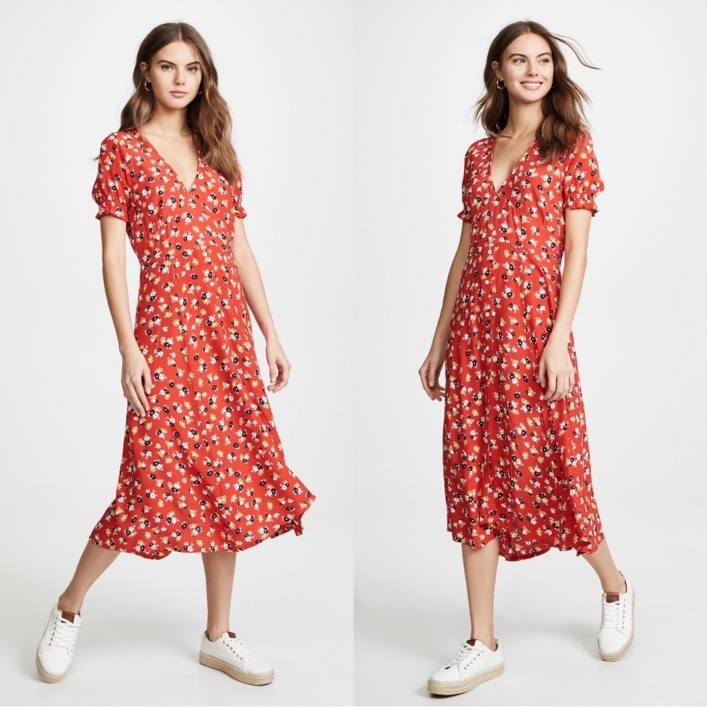 Faithfull The Brand Ari Midi Dress Jasmine Floral Print size 6